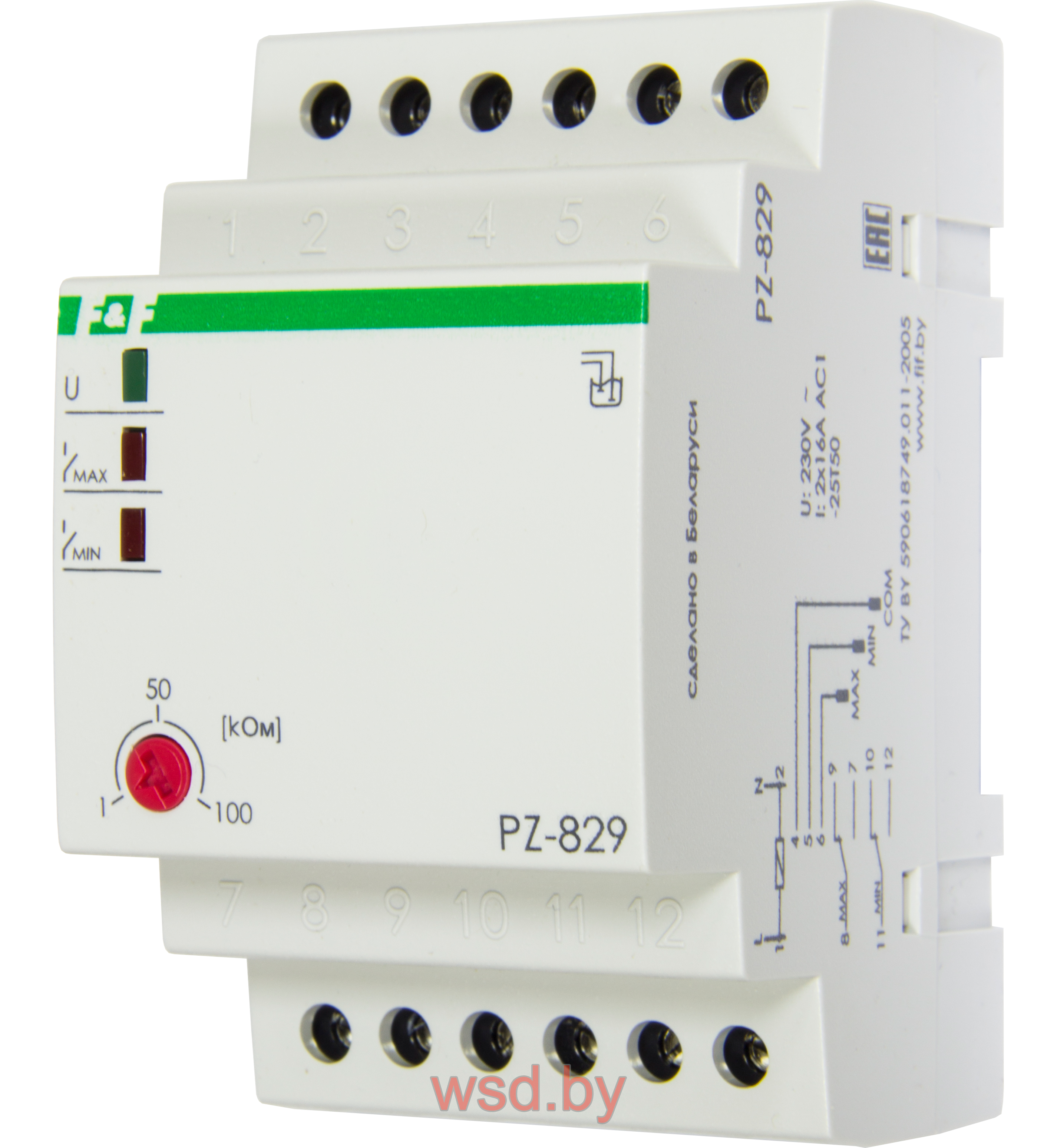 PZ-831 Реле уровня жидкости, 3х-уровневый, независимый контроль по каждому уровню, 3 модуля, датчик в комплекте PZ2 (4 шт), монтаж на DIN-рейке 230В AC 3х8А  3NO IP20